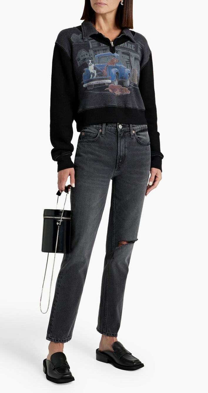 RE/DONE Originals 70s Straight Washed Noir Black High Rise Waist Denim Jeans 26